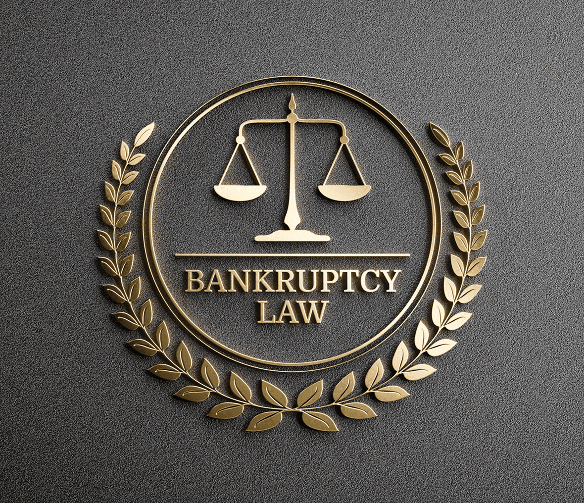 Bankruptcy law emblem with scales